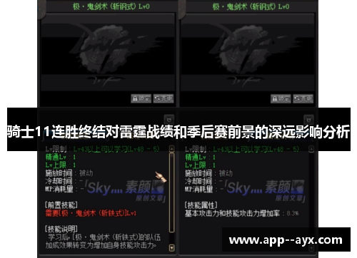 骑士11连胜终结对雷霆战绩和季后赛前景的深远影响分析